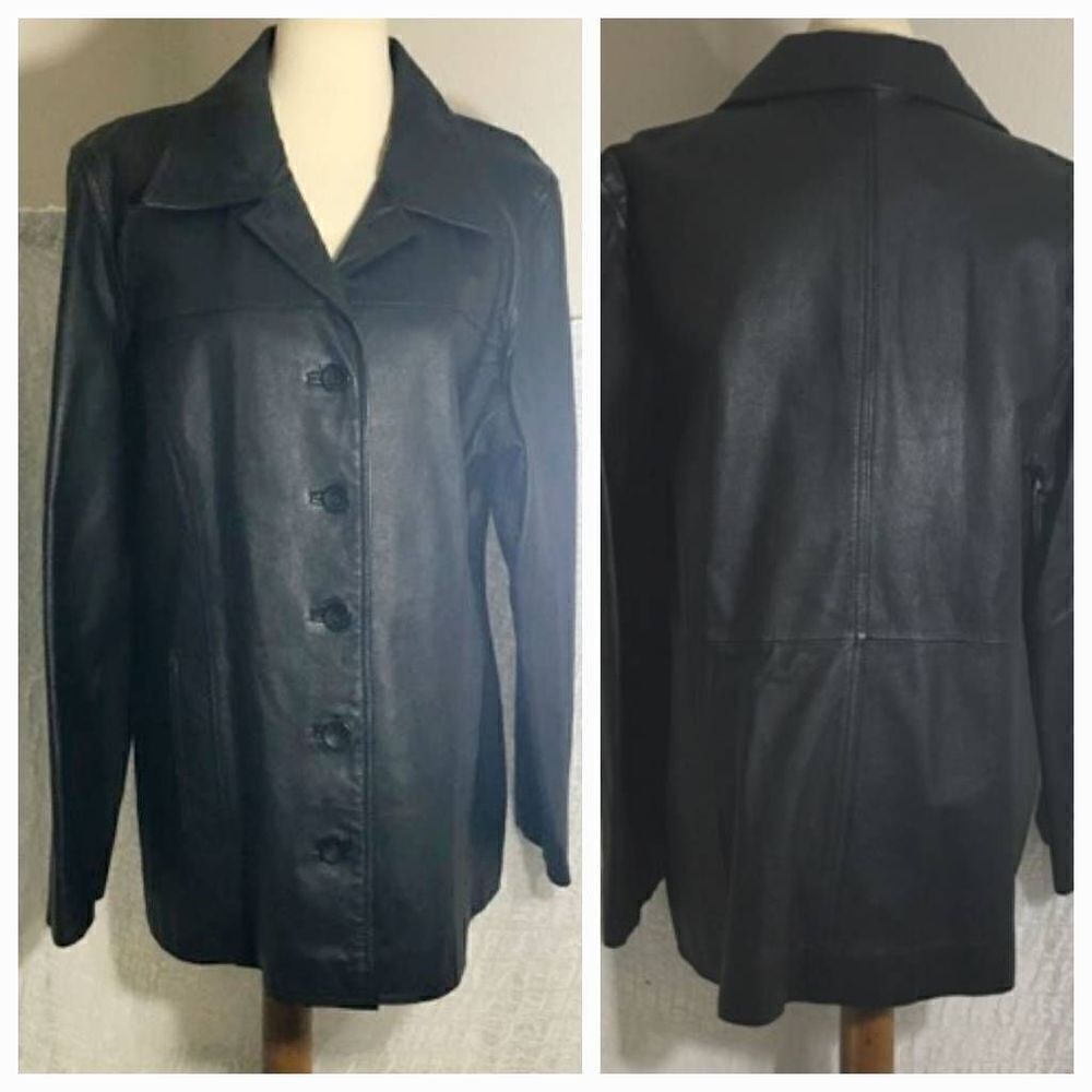 VTG Black Leather Jacket Size XL
